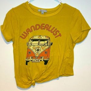 2/$10 Knotted tshirt Wanderlust yellow
